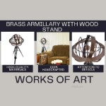 AK016 Brass Armillary With Wood Stand 